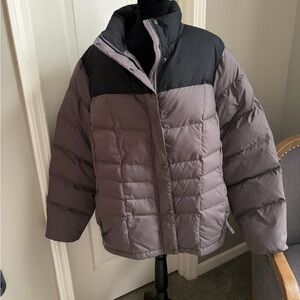 L.L. Bean Two-Tone Black and Taupe Puffer Jacket